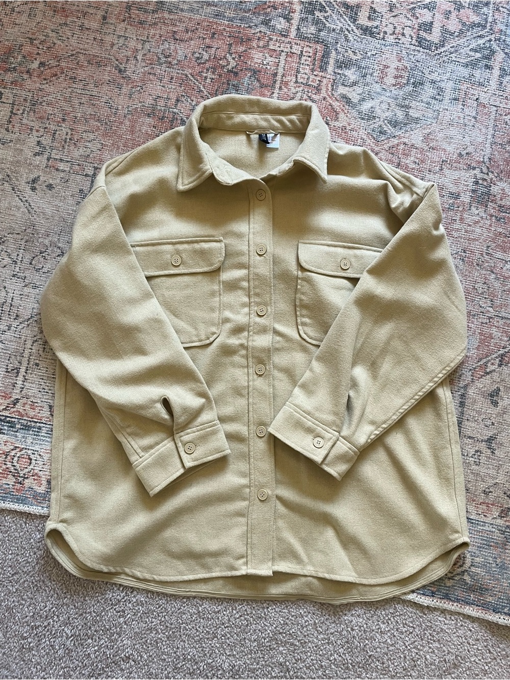Divided Neutral Tan Button-Up Shirt Jacket (Shacket)
